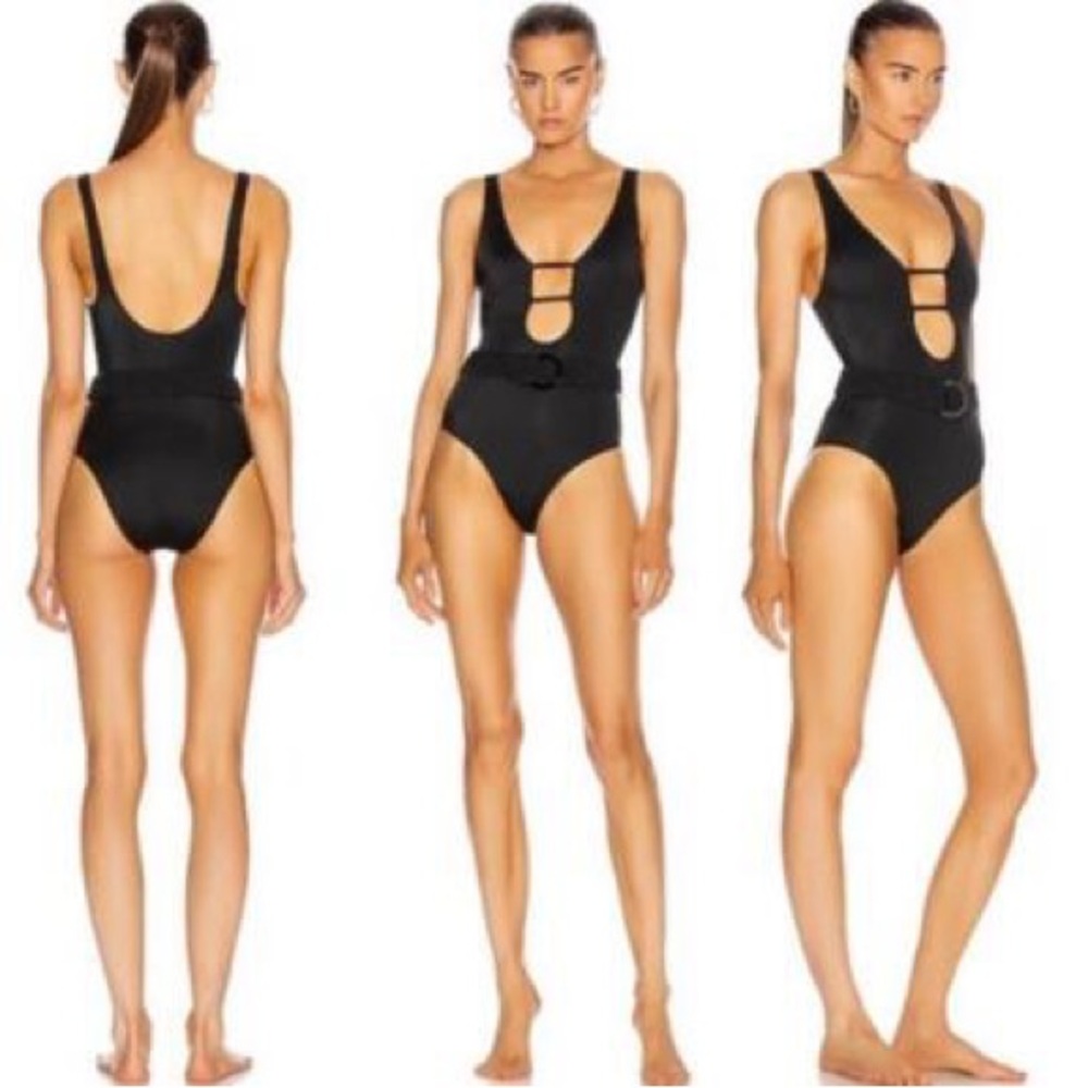New Solid & Striped black bathing suit with belt